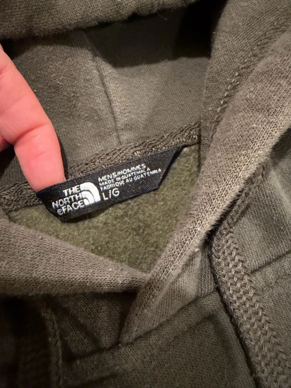 The North Face Olive Green Pullover Hoodie with Logo Tag